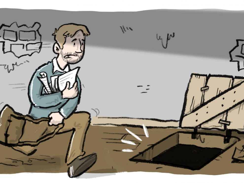 Szene aus der Graphic Novel „Duisburg 1933“; Illustration: Jonas Heidebrecht