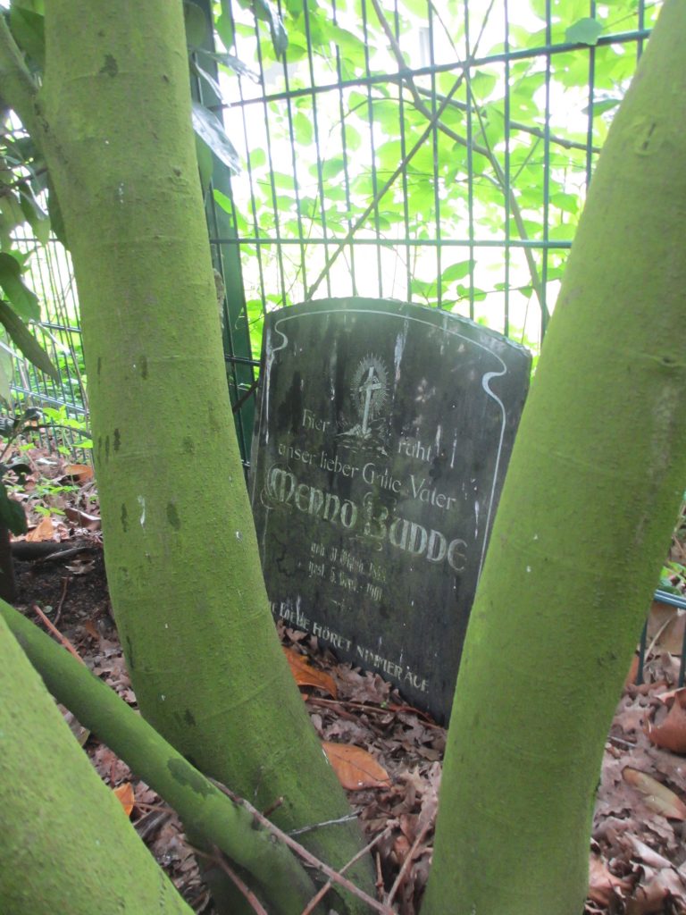 Die Grabsteine für Menno und Elisabeth Budde am Friedhof Sternbuschweg. Foto: Andrea Budde/Birgit Budde Die Grabsteine für Menno und Elisabeth Budde am Friedhof Sternbuschweg. Foto: Andrea Budde/Birgit Budde